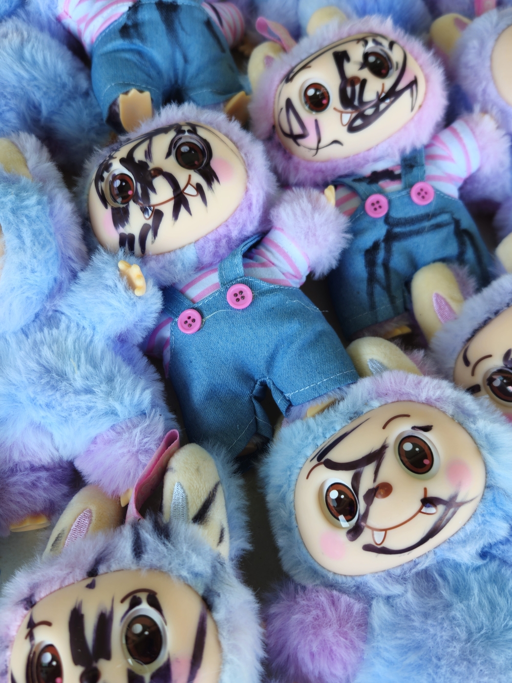 "Lot of 12 Defaced Labubu Plush Pendants - For Customizing / Upcycling"